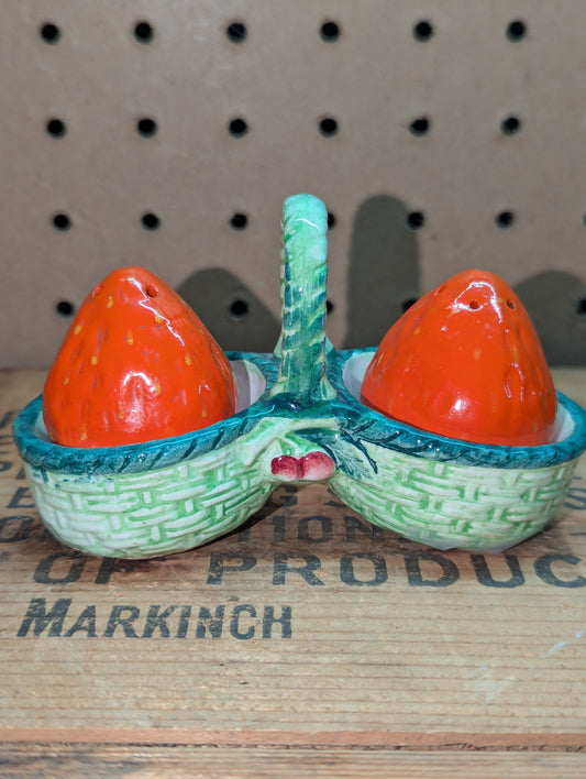 Strawberry Salt & Pepper Set - No Stoppers - Occupied Japan