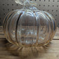 Light Amber 5" Glass Pumpkin with Leaf