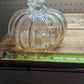 Light Amber 5" Glass Pumpkin with Leaf
