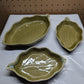 Vintage Green Leaf Trinket or Snack Bowls - Set of 3