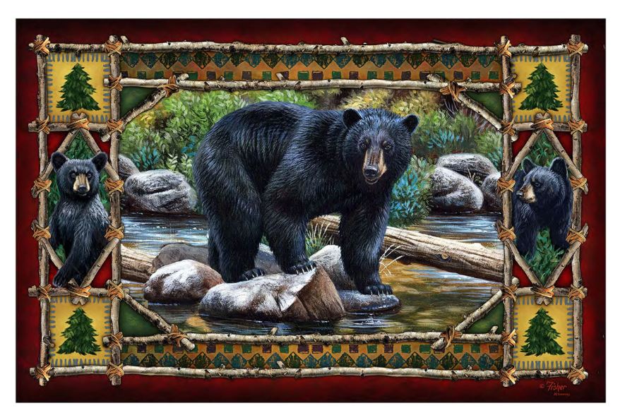 Bear Scene Door Mat - Rubber 26"x17"