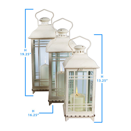 Lantern (Set of 3) 14"H, 17"H, 20"H Metal/Glass