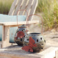 Ceramic Lantern Candle Holder with Metal Leaf Accent (Set of 2)