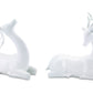 Modern White Stone Laying Deer Figurine (Set of 2)