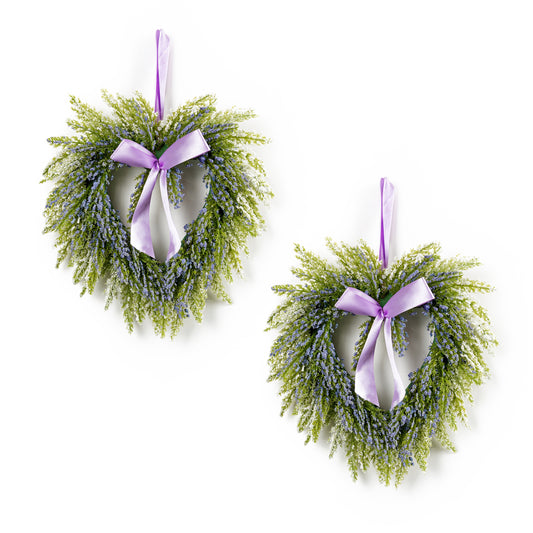 Lavender Heart Wreath (Set of 2) Twig/Plastic 10"