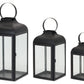 Lantern (Set of 3) 10"H, 12.75"H, 16"H Iron/Glass