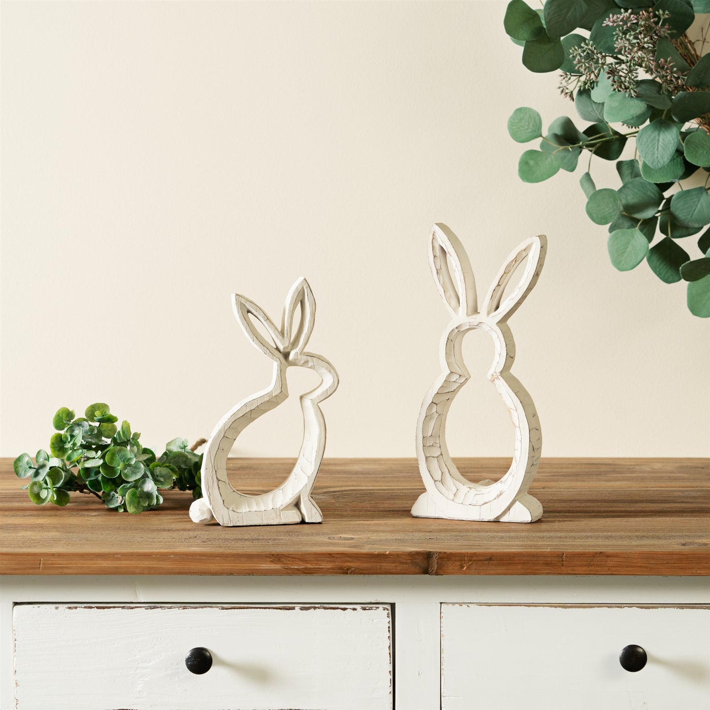 Bunny Outline (Set of 2) 5"L x 9"H, 4.75"L x 10.75"H Resin
