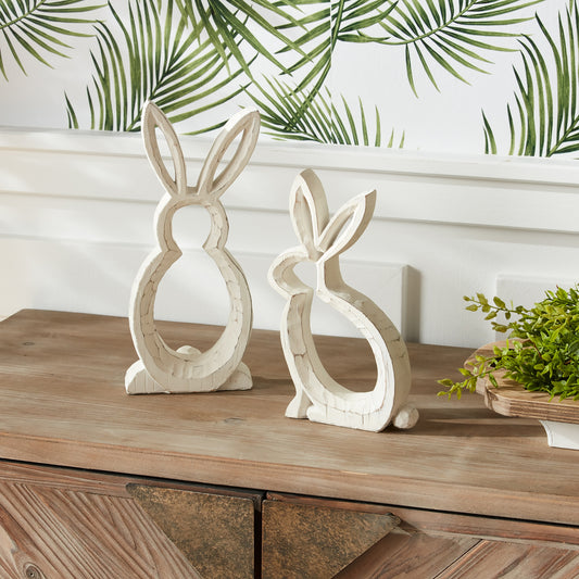 Bunny Outline (Set of 2) 5"L x 9"H, 4.75"L x 10.75"H Resin
