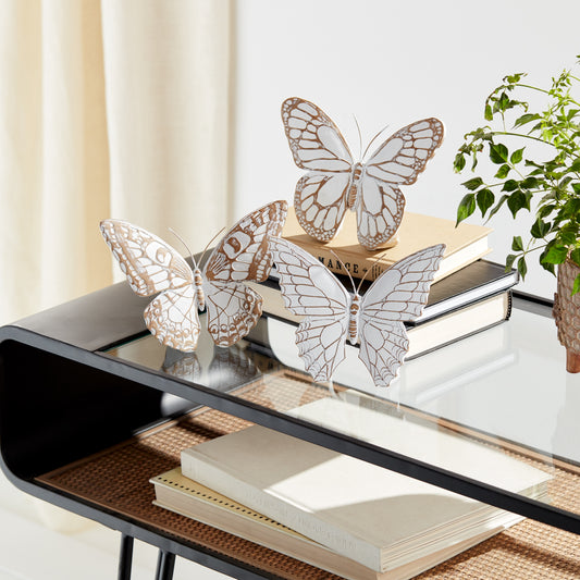 Butterfly (Set of 3) 6.75"L x 5.5"H, 7"L x 5.5"H, 7.25"L x 5.75"H Resin