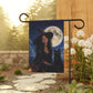 Witch & Black Cat Moon Garden Flag — Halloween Yard Banner