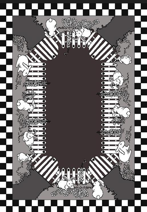 Garden Rabbits in Black & White 2-Layer Throw 46x67 inch Woven Throw