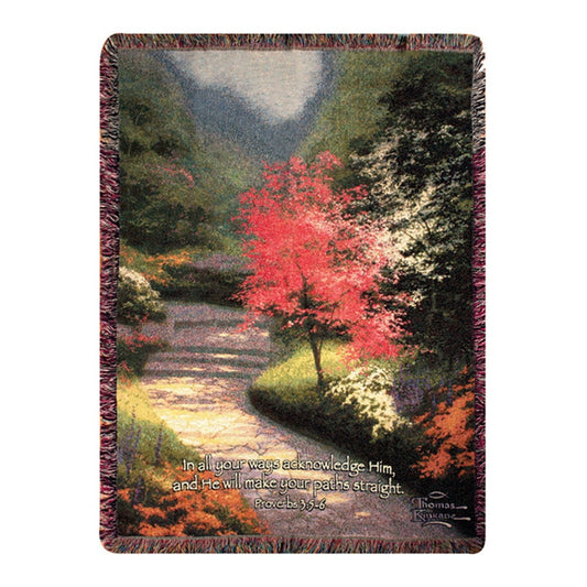 Thomas Kinkade-Afternoon Light Dogwood Tapestry Throw 50x60 Woven Blanket