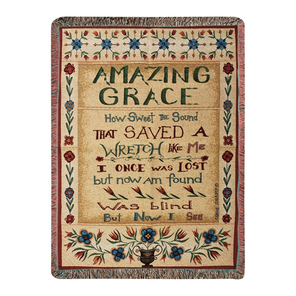 Amazing Grace Tapestry Throw 50x60 Woven Blanket CSG
