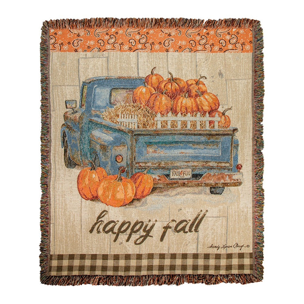 Pumpkin Truck Tapestry Throw 50"x60" 100% Cotton