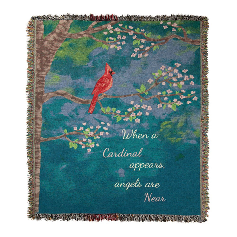 When A Cardinal Appears Light Tapestry Throw 50"x60" 100% Cotton
