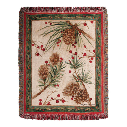 Berries And Pine Tapestry Throw 50x60