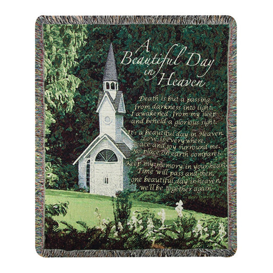 A Beautiful Day In Heaven Tapestry Throw 50x60 Woven Blanket