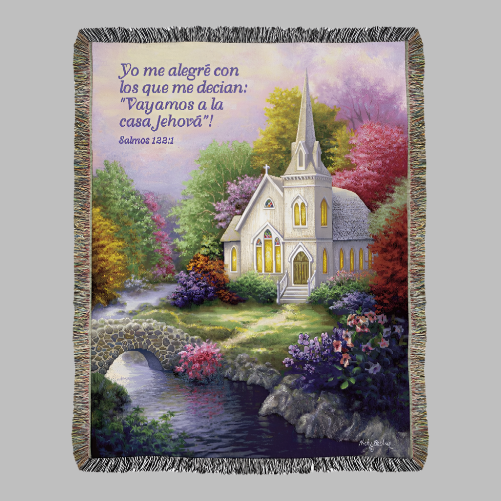 Church In Country Tapestry Throw - Spanish 50x60 Woven