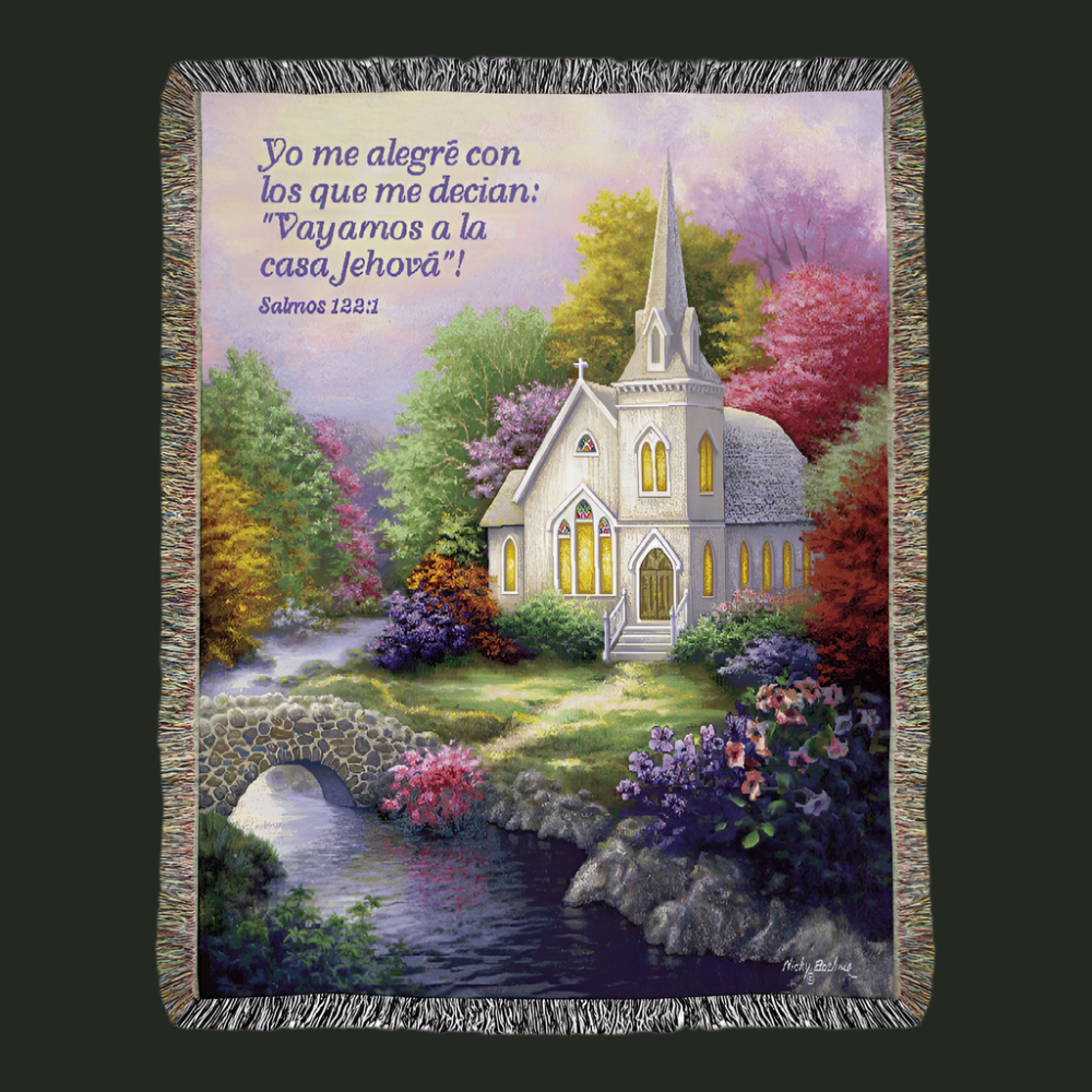 Church In Country Tapestry Throw - Spanish 50x60 Woven