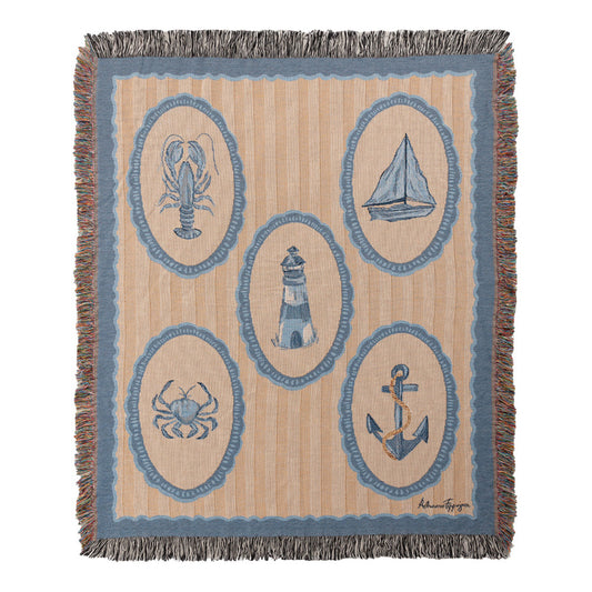 Coastal Cameo Tapestry Throw 50X60