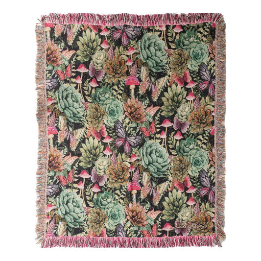 Dark Succulents Woven Tapestry Throw