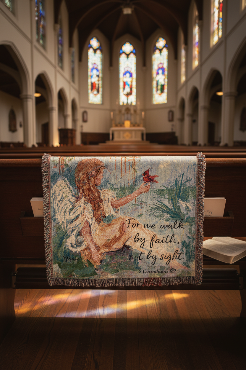 For We Walk By Faith Tapestry Throw 50x60