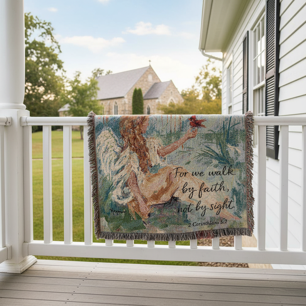 For We Walk By Faith Tapestry Throw 50x60