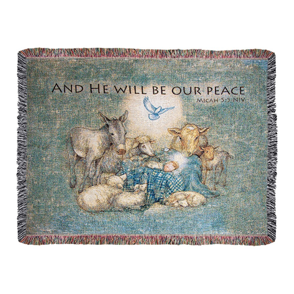 He Will Be Our Peace Tapestry Throw 50"x60" 100% Cotton