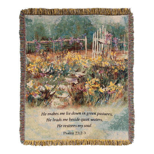 He Makes Me Lie Down Tapestry Throw 50x60