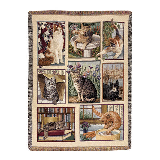 Kitty Corner Tapestry Throw 47"x60" 100% Cotton