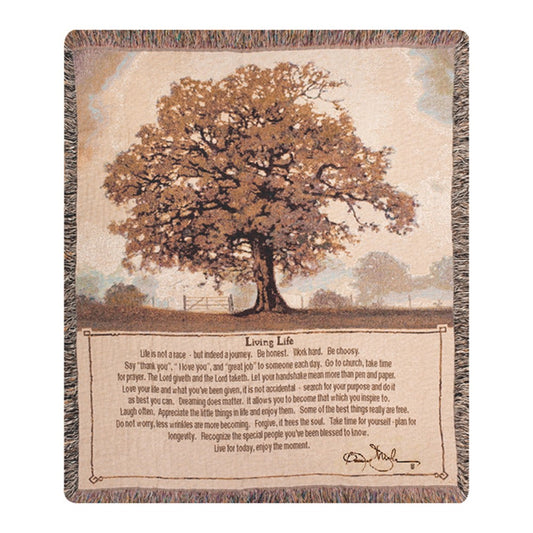 Living Life Tapestry Throw 50"x60" 100% Cotton