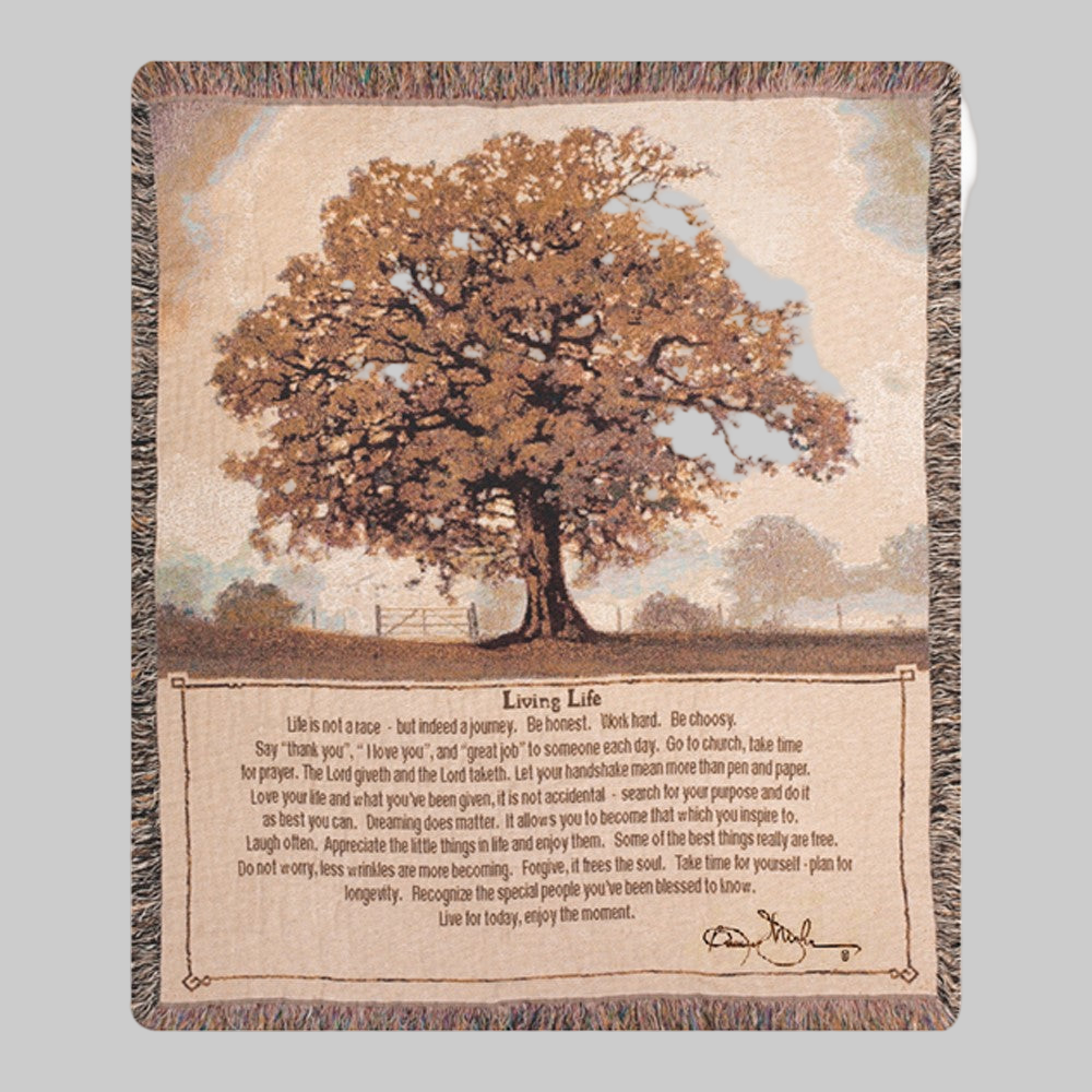 Living Life Tapestry Throw 50"x60" 100% Cotton