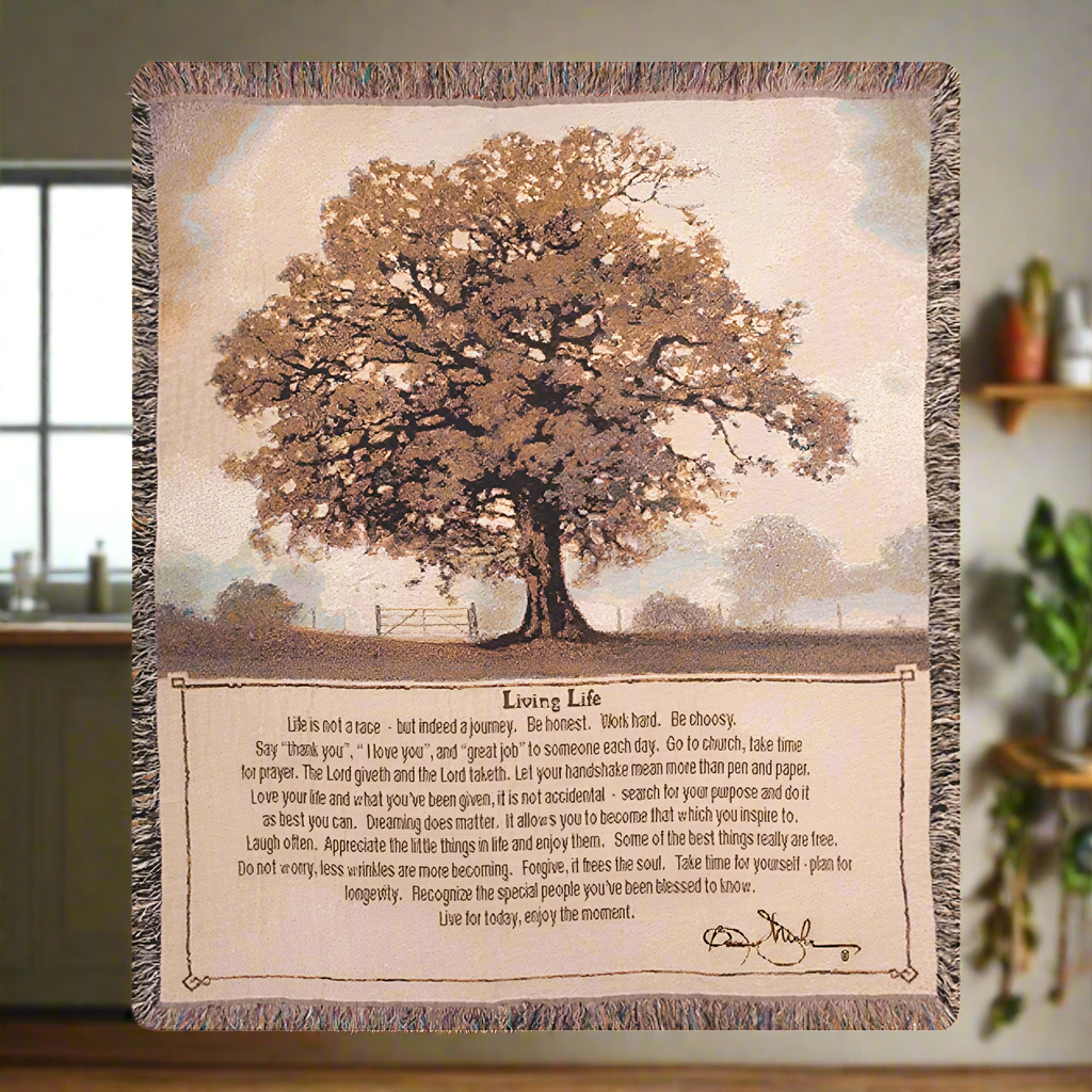 Living Life Tapestry Throw 50"x60" 100% Cotton