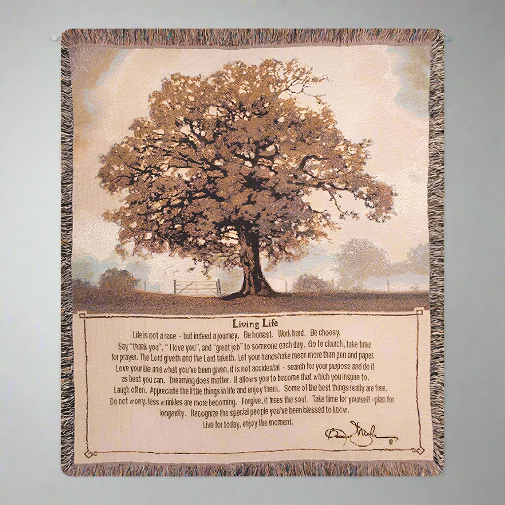 Living Life Tapestry Throw 50"x60" 100% Cotton