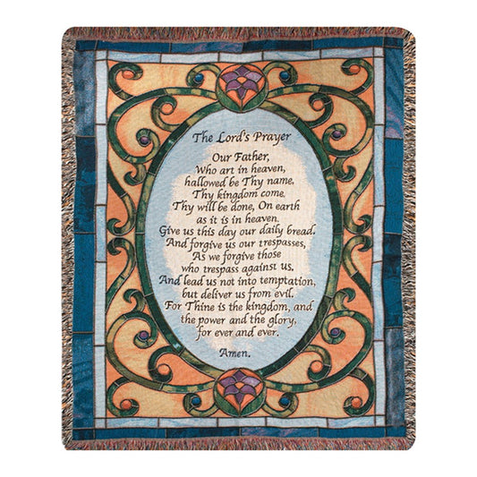 Lord's Prayer Tapestry Throw 50"x60" 100% Cotton