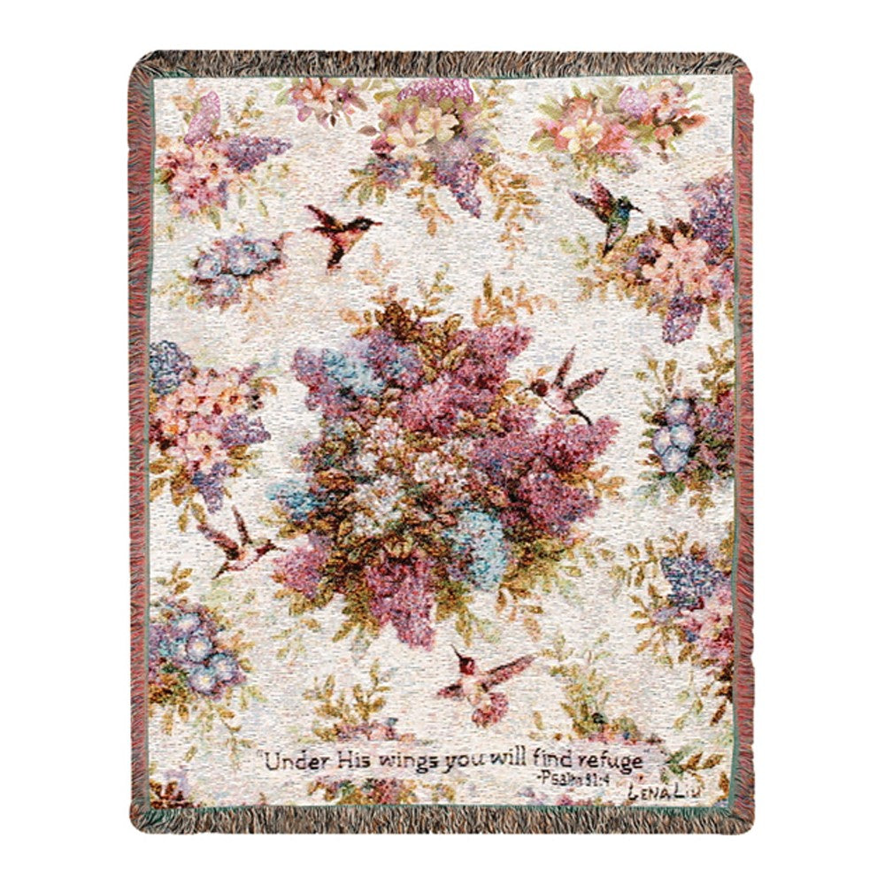 Whisper Wings w/ Verse Tapestry Throw 50"x60" 100% Cotton