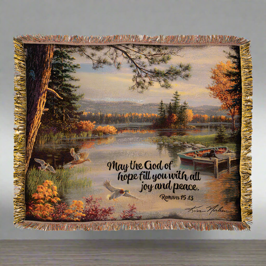 May The God Of Hope Tapestry Throw 50x60 Woven Throw