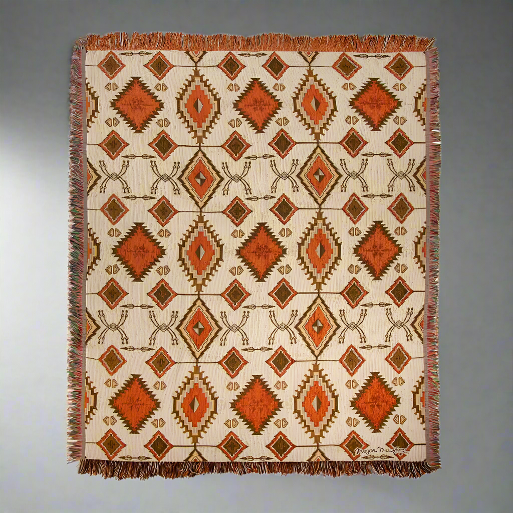 Non-Embellished Native Design Tapestry Throw 50"x60" 100% Cotton