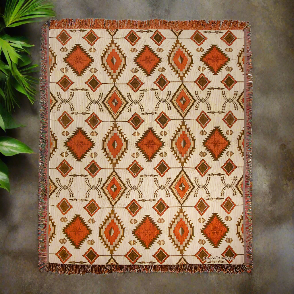 Non-Embellished Native Design Tapestry Throw 50"x60" 100% Cotton