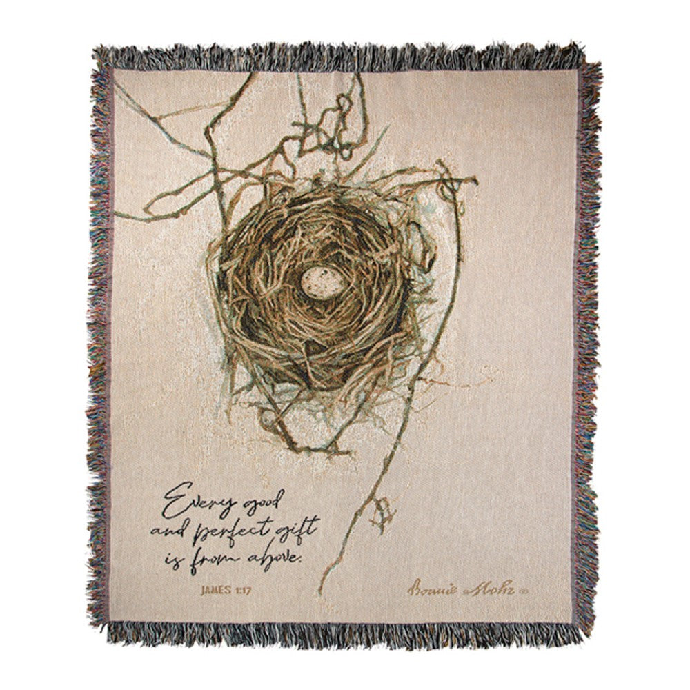 Nest Every Good And Perfect Gift Tapestry Throw 50"x60" 100% Cotton