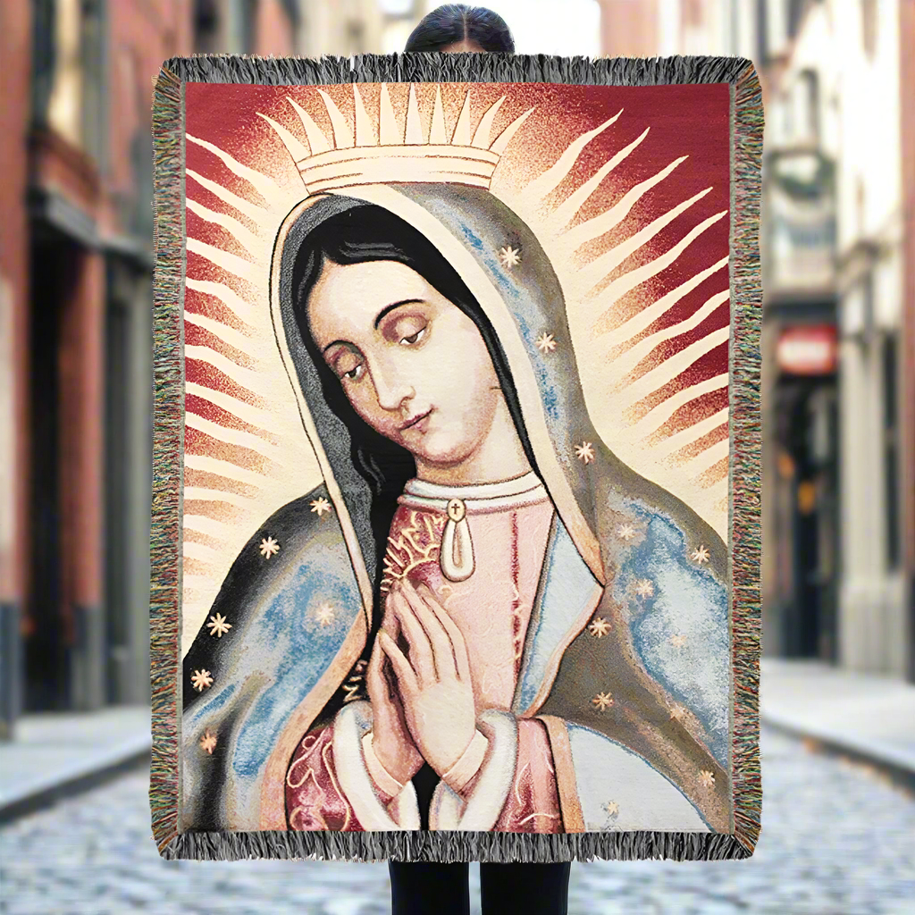 Our Lady of Guadalupe Tapestry Throw 50"x60" 100% Cotton