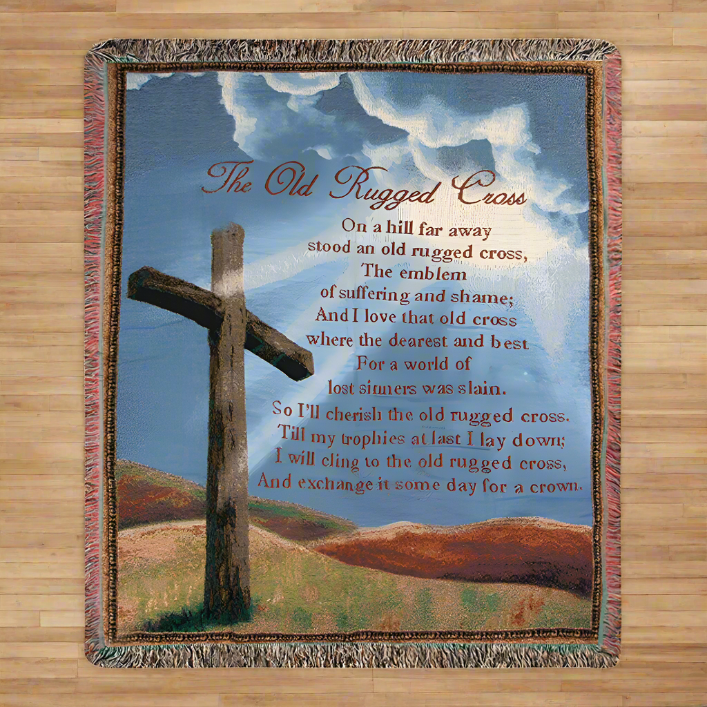 Old Rugged Cross Tapestry Throw 50"x60" 100% Cotton