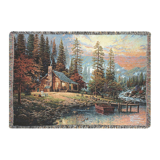 Thomas Kinkade A Peaceful Retreat Tapestry Throw 50x60 Woven Blanket