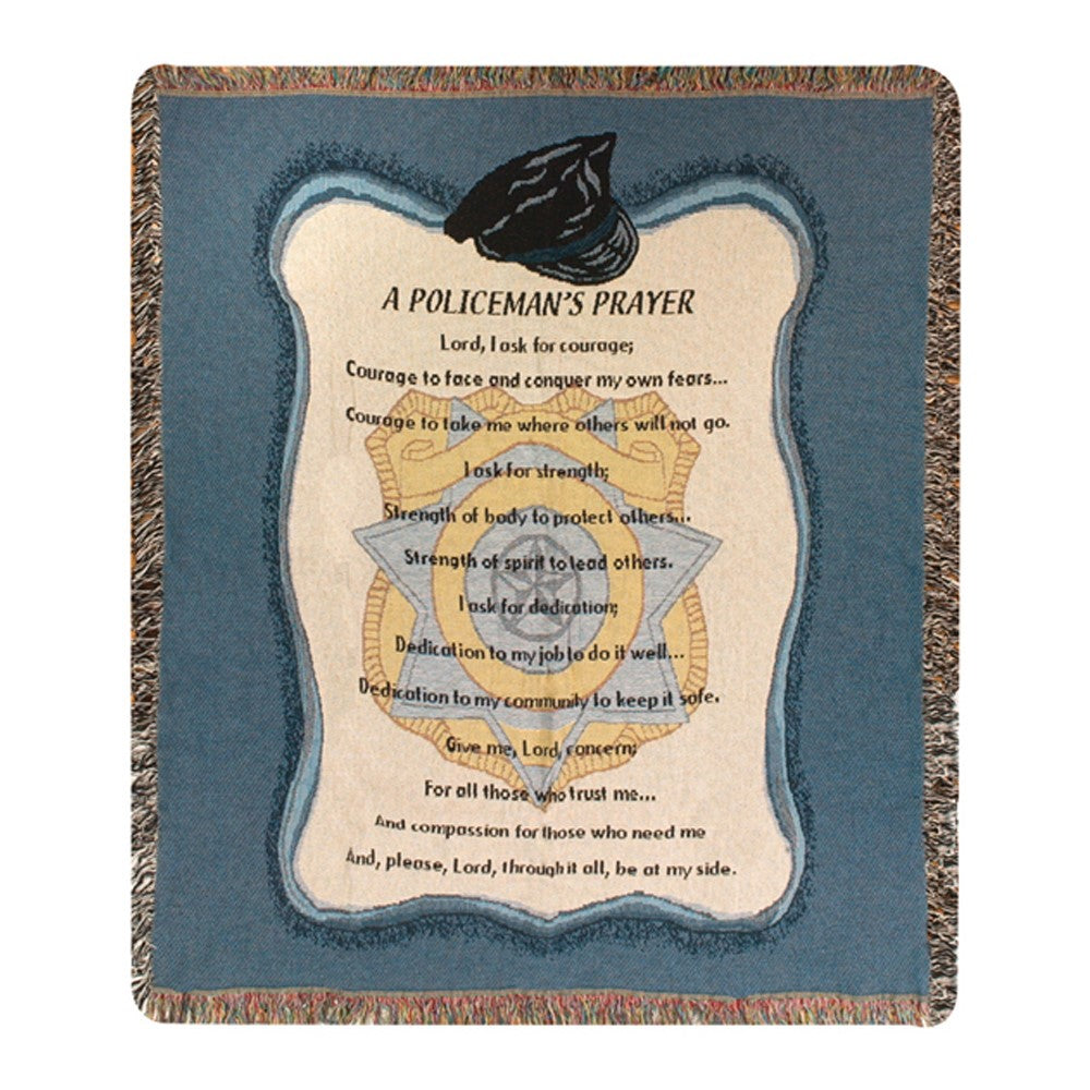 A Policeman's Prayer Tapestry Throw 50x60 Woven Blanket