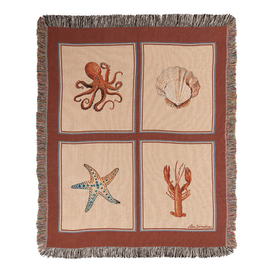 Red Coastal Tapestry Throw 50x60