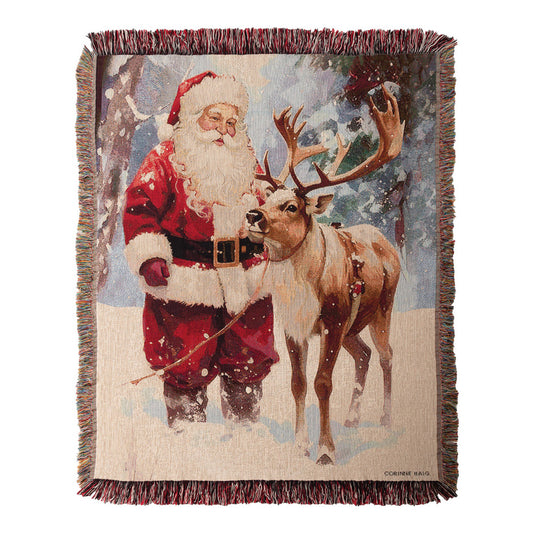 Santa's Best Friend Tapestry Throw 50x60