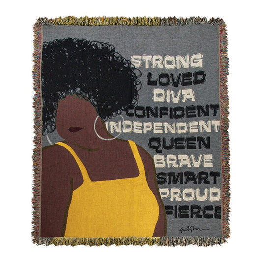 Strong Loved Diva Tapestry Throw 50"x60" 100% Cotton