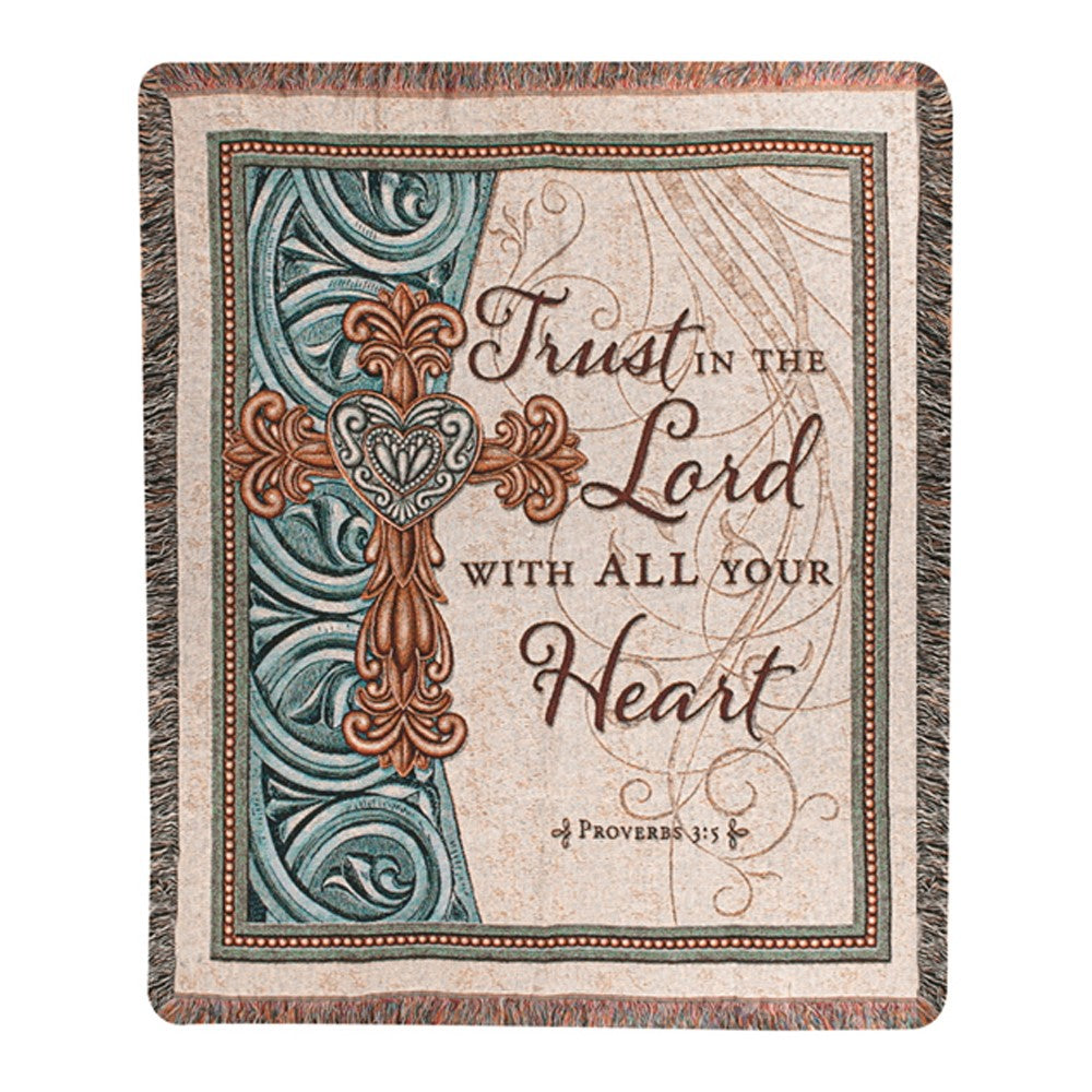 Trust In The Lord Tapestry Throw 50"x60" 100% Cotton