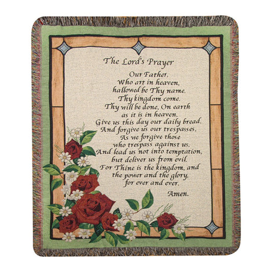 The Lord's Prayer Stained Glass Tapestry Throw 50"x60" 100% Cotton