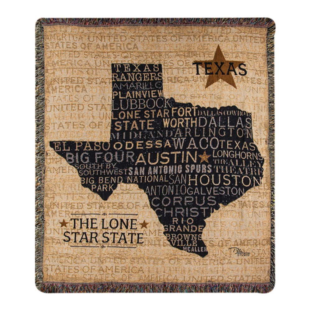 USA Texas Tapestry Throw 50"x60" 100% Cotton